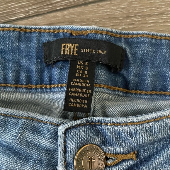 Frye Mid Rise Cropped Skinny Jeans Medium Wash Size 6 - Picture 6 of 10